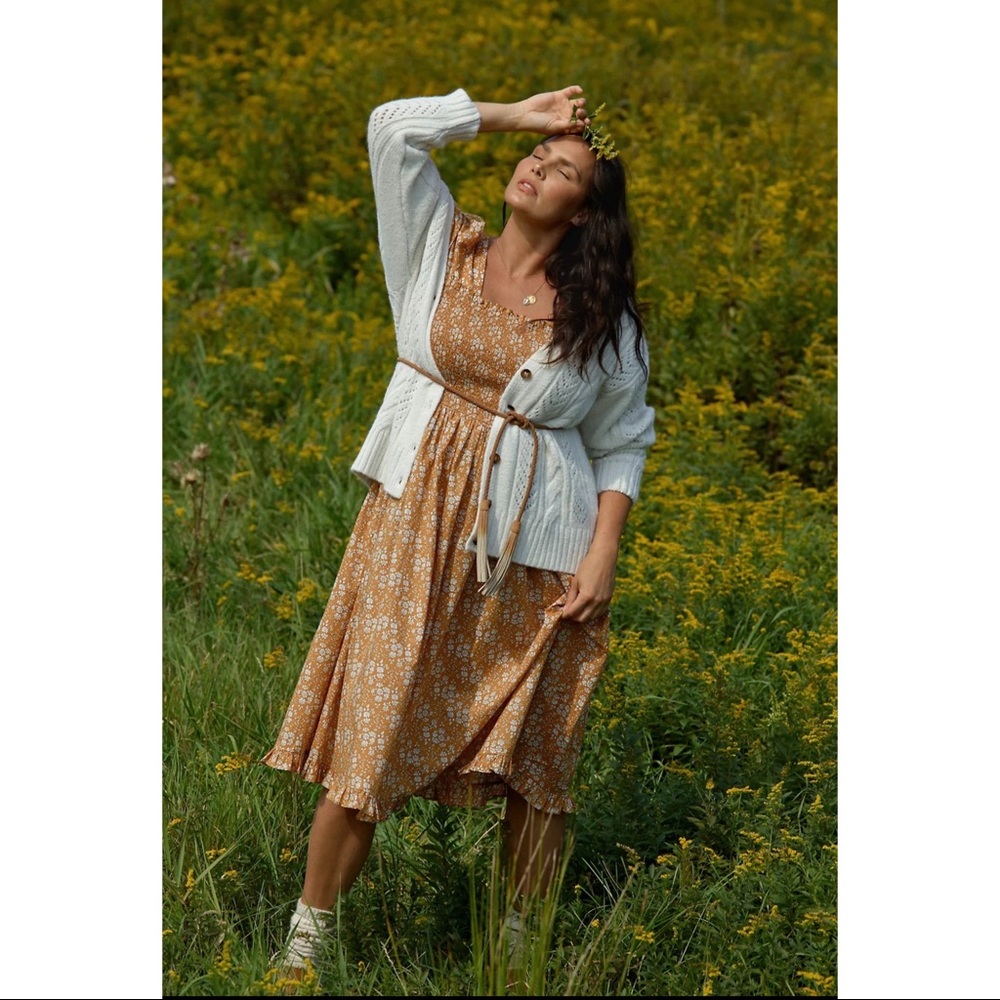Anthropologie Smocked Midi Dress Size Petite XL NWT - Picture 2 of 15